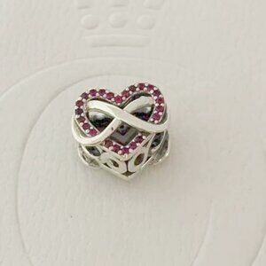 Pandora Family Infinity Red Heart Dangle Charm Pendant, S925 Sterling Silver